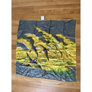 Vintage Mallard Duck Silk Square Scarf Old Money Academia Hunting Designer EUC